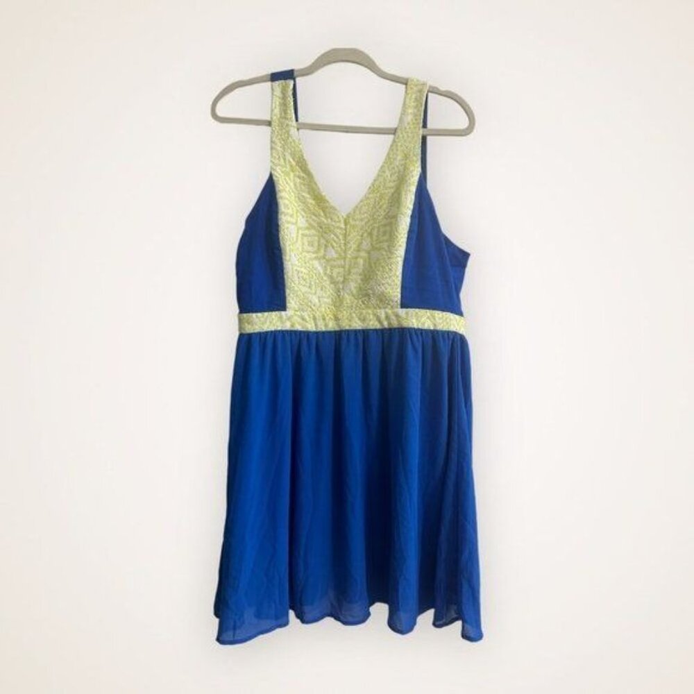 Jealous Tomato Womens Royal Blue White Yellow Mini Women’s sz Large